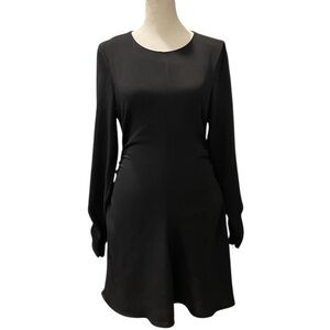 NWT Zara Gathered Mini Dress Womens Long Zipper Sleeve Ruched Sides Black Sz S